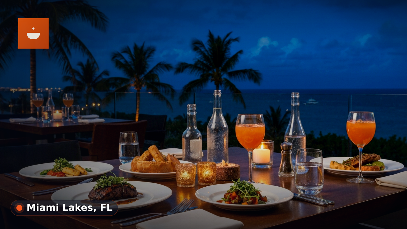 A comfortable dining area with inviting lighting and tables set for dinner, hinting at a relaxing evening meal.