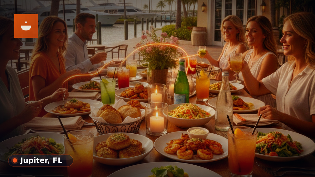 A casual local restaurant table with plated food and drinks