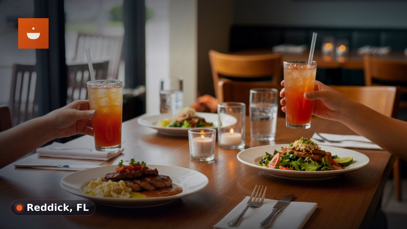 A casual restaurant table with plated lunch dishes and drinks, ready for a quick meal