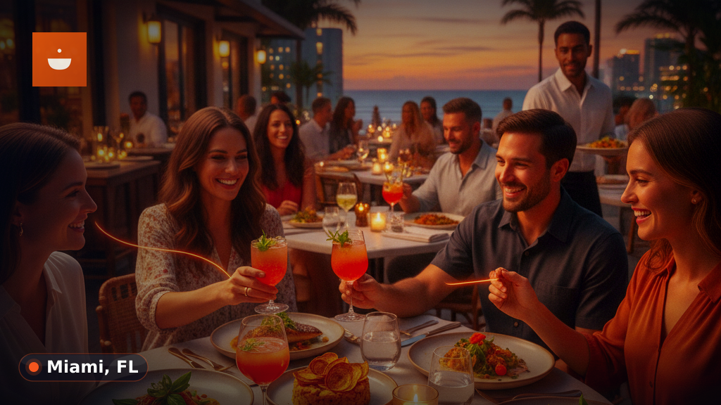 A casual local restaurant table with plated food and drinks