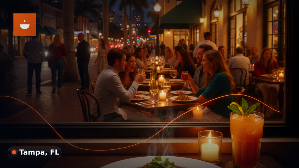 A restaurant owner looking at a tablet, strategizing about customer engagement and marketing.
