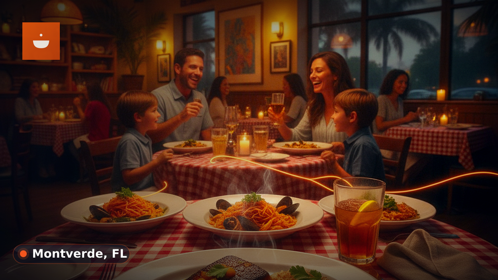 A close-up of a diverse spread of appetizing food dishes on a table in a casual restaurant setting